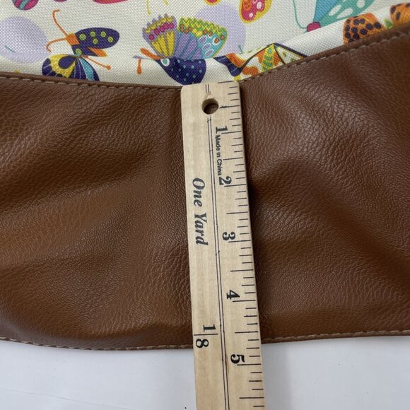 Lily Bloom Double Handle Shoulder Purse Bag 3 Zip Compartments Butterflies - Picture 4 of 11